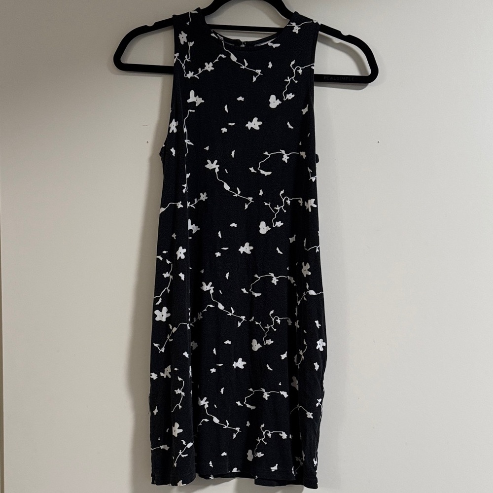 Ava Sky Black and White Floral Dress
